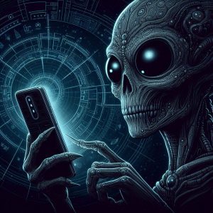 Alien on a cell phone