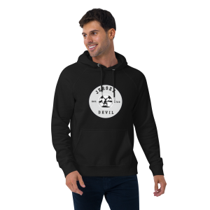 Eco-friendly Unisex Raglan Hoodie with Jersey Devil Emblem